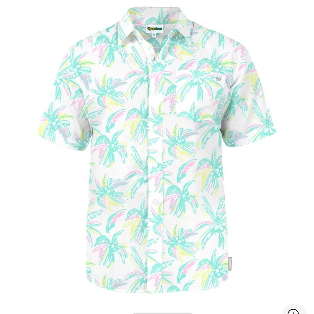 Tipsy Elves Palm Print Men's Shirt - Green and Yellow NWT Size Large